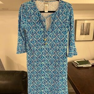 Tommy Bahama Island Cays Flounce-Sleeve Coverup Dress.